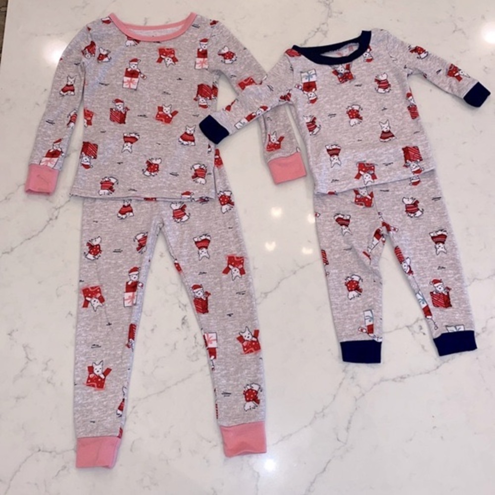 EUC Laura Ashley Christmas Scottie Dog Siblings Pajama Set (12m boy, 4T girl)
